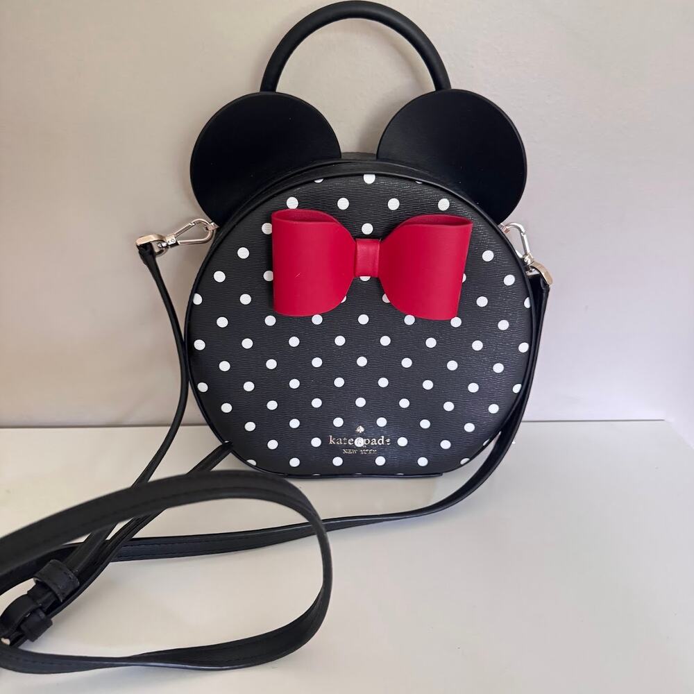 Disney x Kate Spade New York Minnie Mouse Ears Polka Dot Black Crossbody Bag